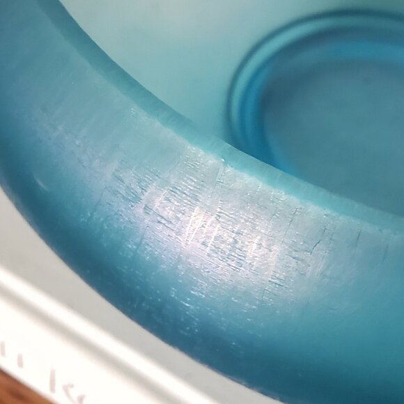 Fenton Celeste Blue Stretch Glass Cupped Console Bowl - Picture 3 of 7